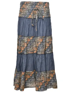 1990s Denim Tiered Skirt - XS