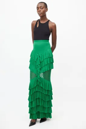 2017 Green Ruffled Tiered Skirt