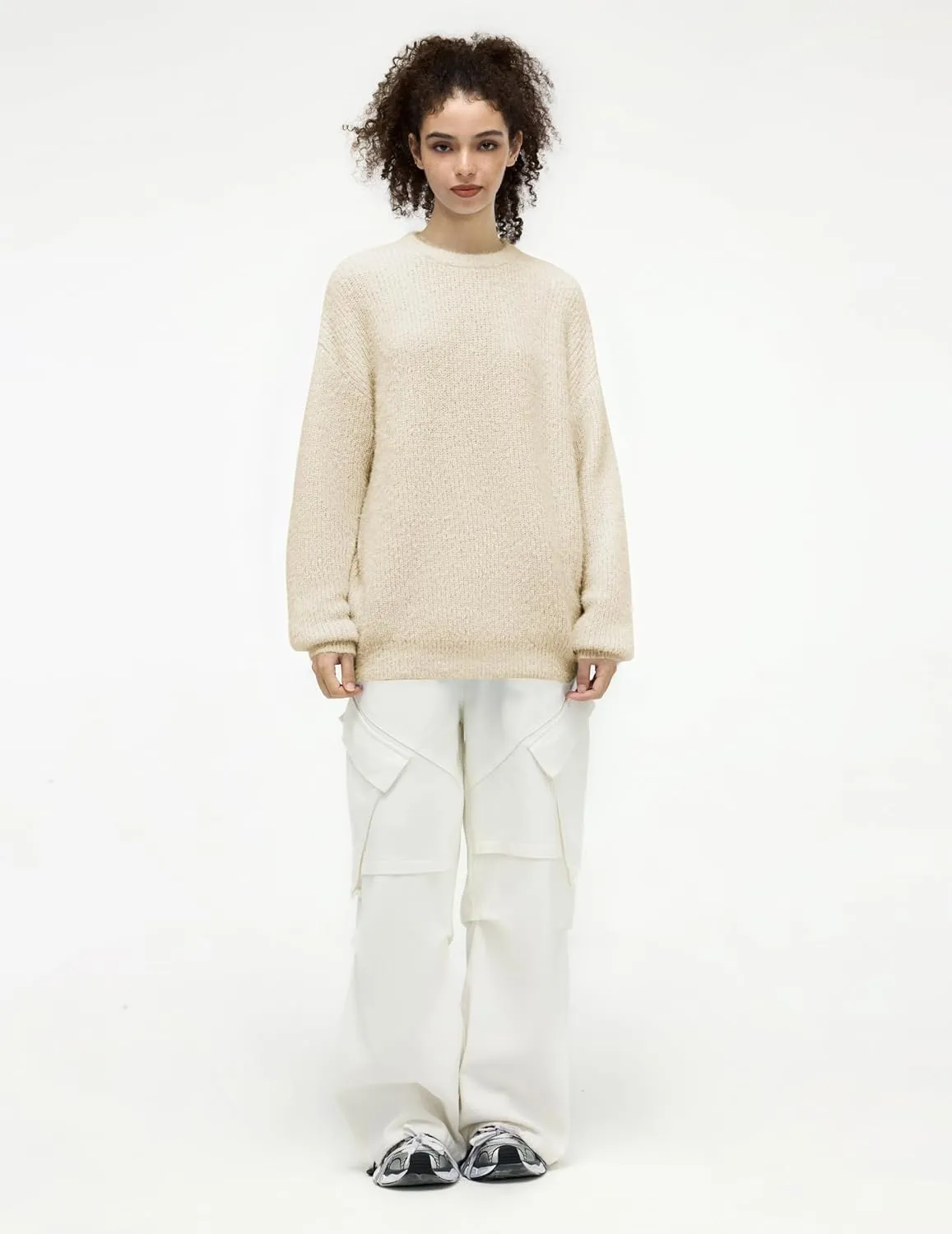 Aelfric Eden Oversized Sweaters Mohair Furry Sweater Crewneck Knit Casual Soft Pullover 2024 Trendy Outfits