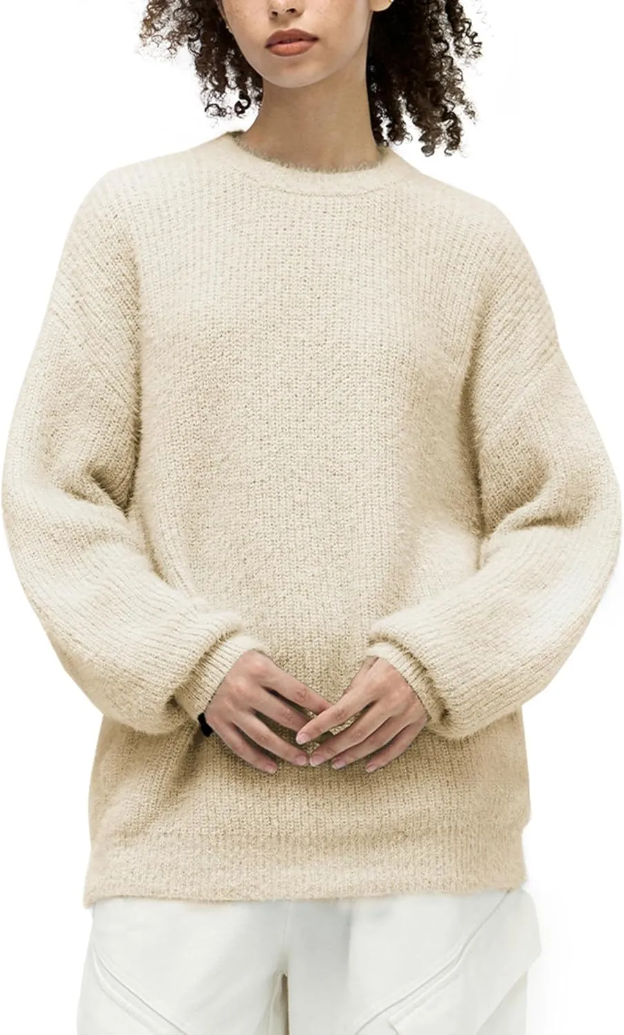 Aelfric Eden Oversized Sweaters Mohair Furry Sweater Crewneck Knit Casual Soft Pullover 2024 Trendy Outfits