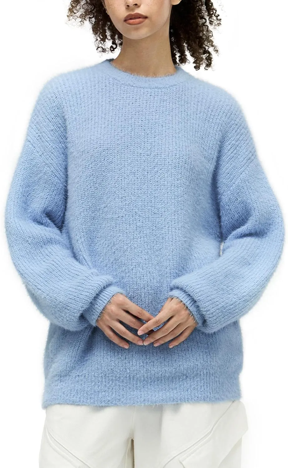 Aelfric Eden Oversized Sweaters Mohair Furry Sweater Crewneck Knit Casual Soft Pullover 2024 Trendy Outfits