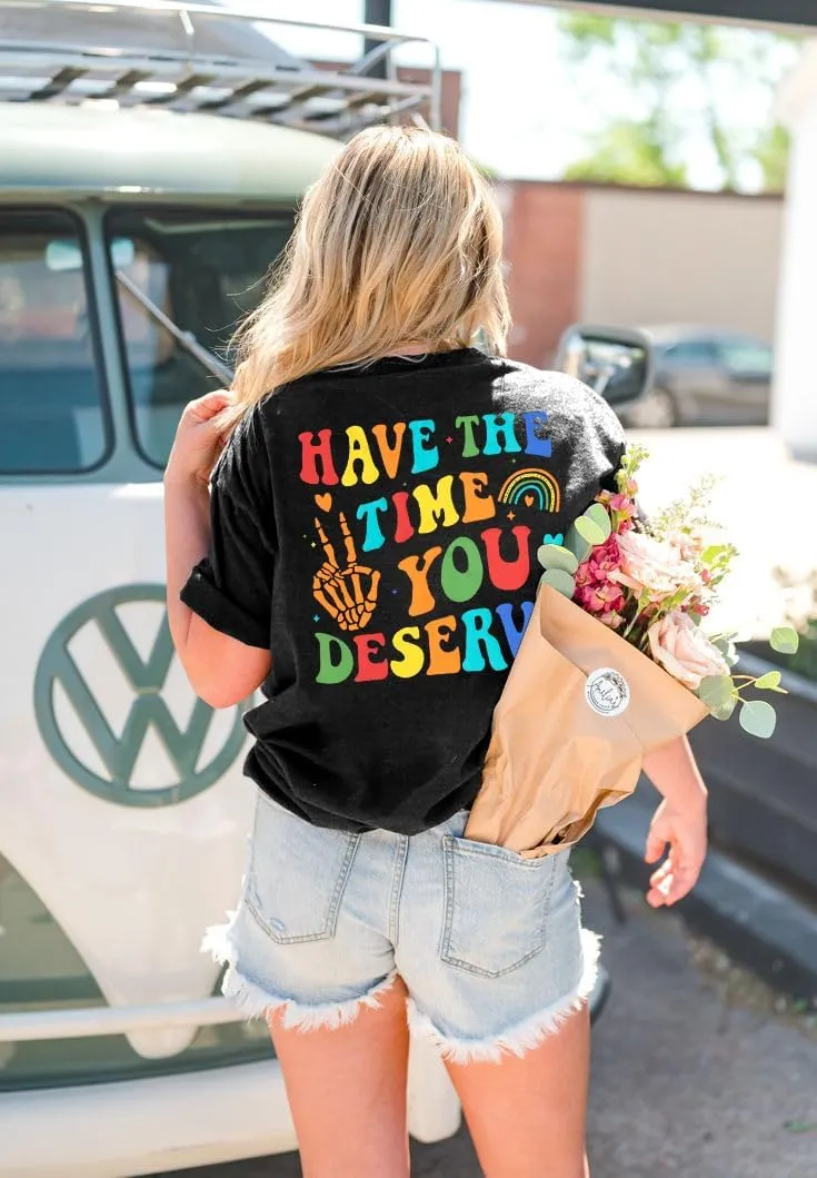 ASTANFY Oversized Tshirts for Women: Deserve Day Shirt Funny Skeleton Shirts Casual Oversized Graphic Tees Tops