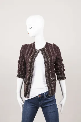 Black and Plum Metallic Thread Jacket
