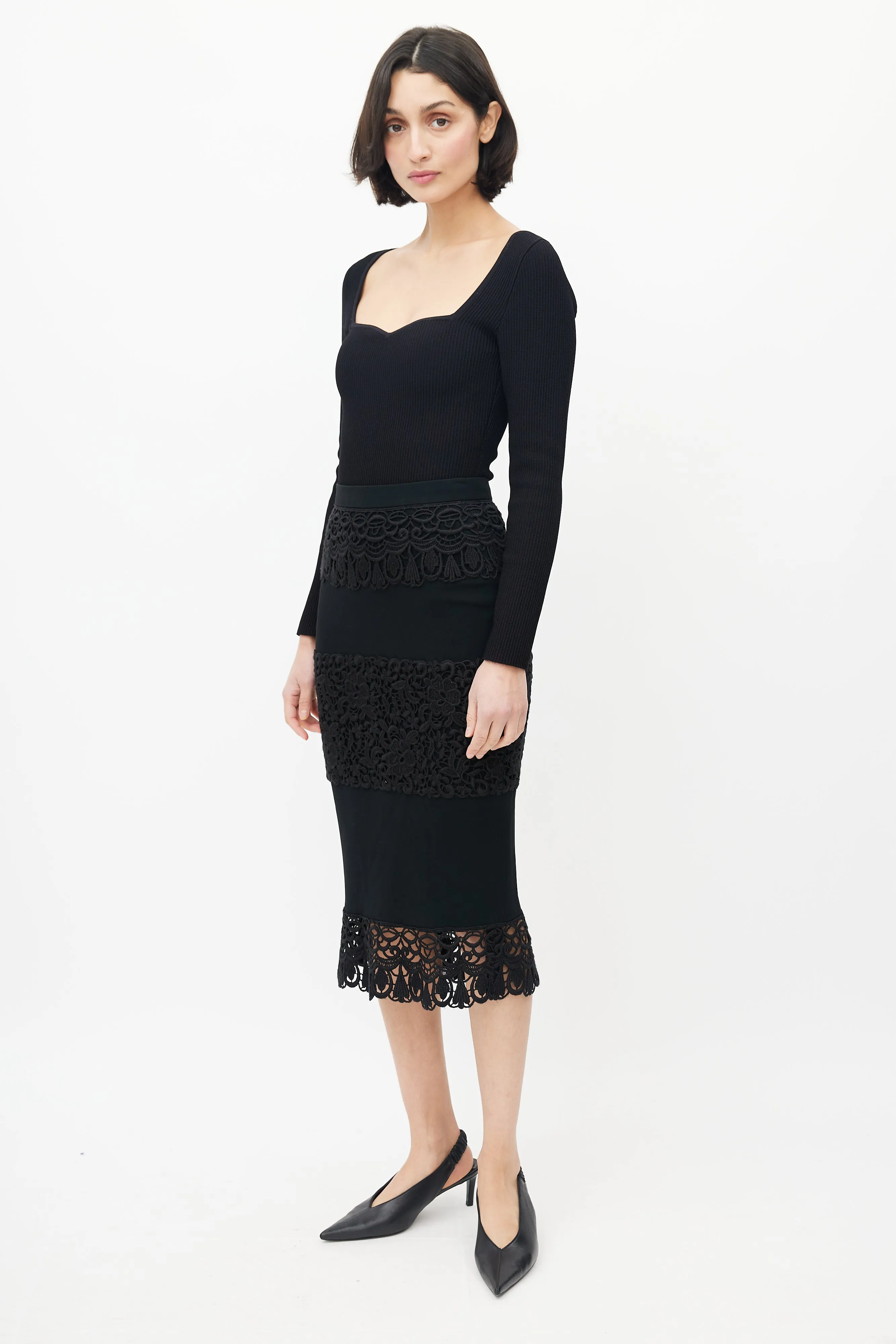 Black Lace Tiered Skirt