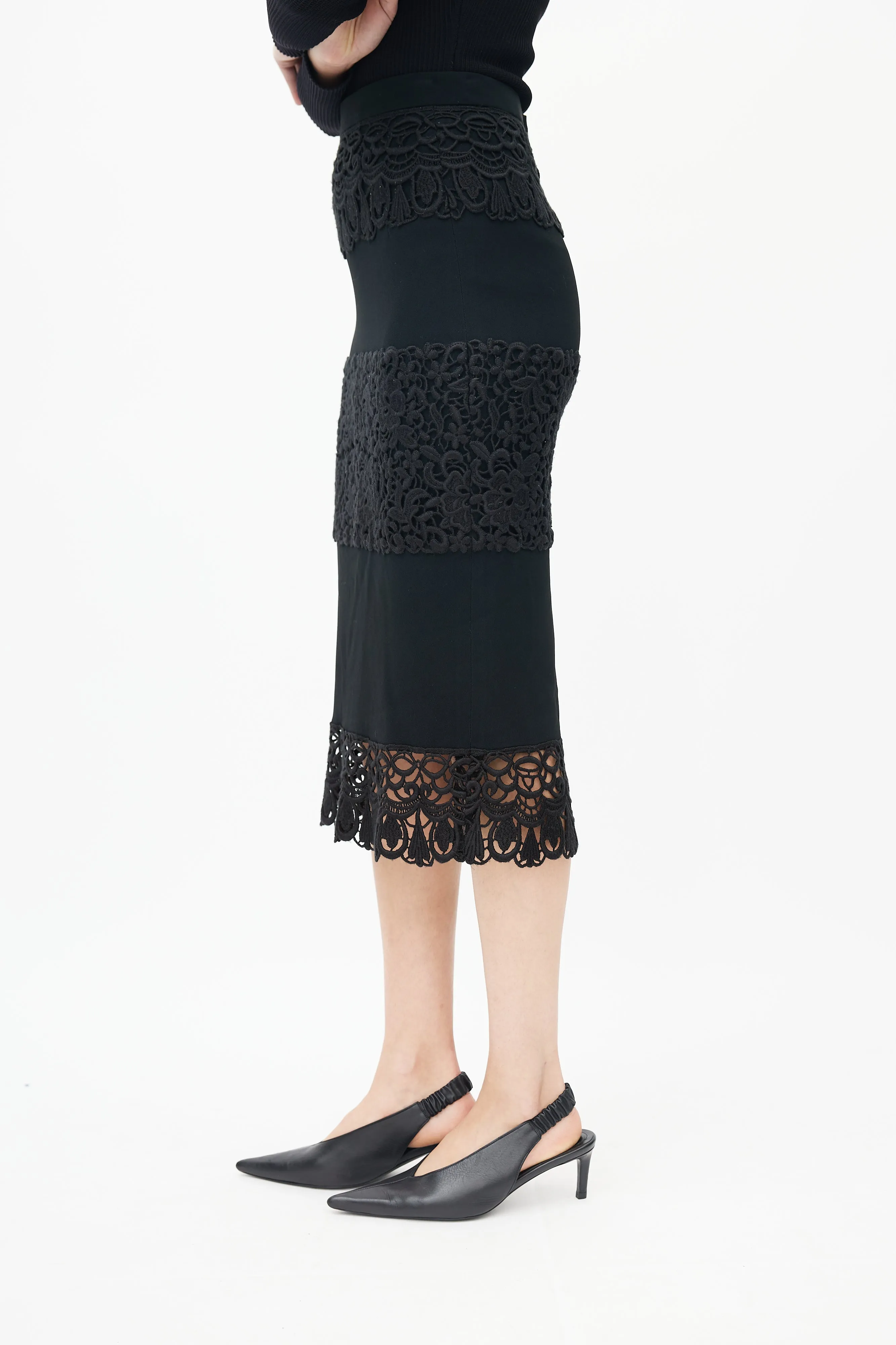 Black Lace Tiered Skirt