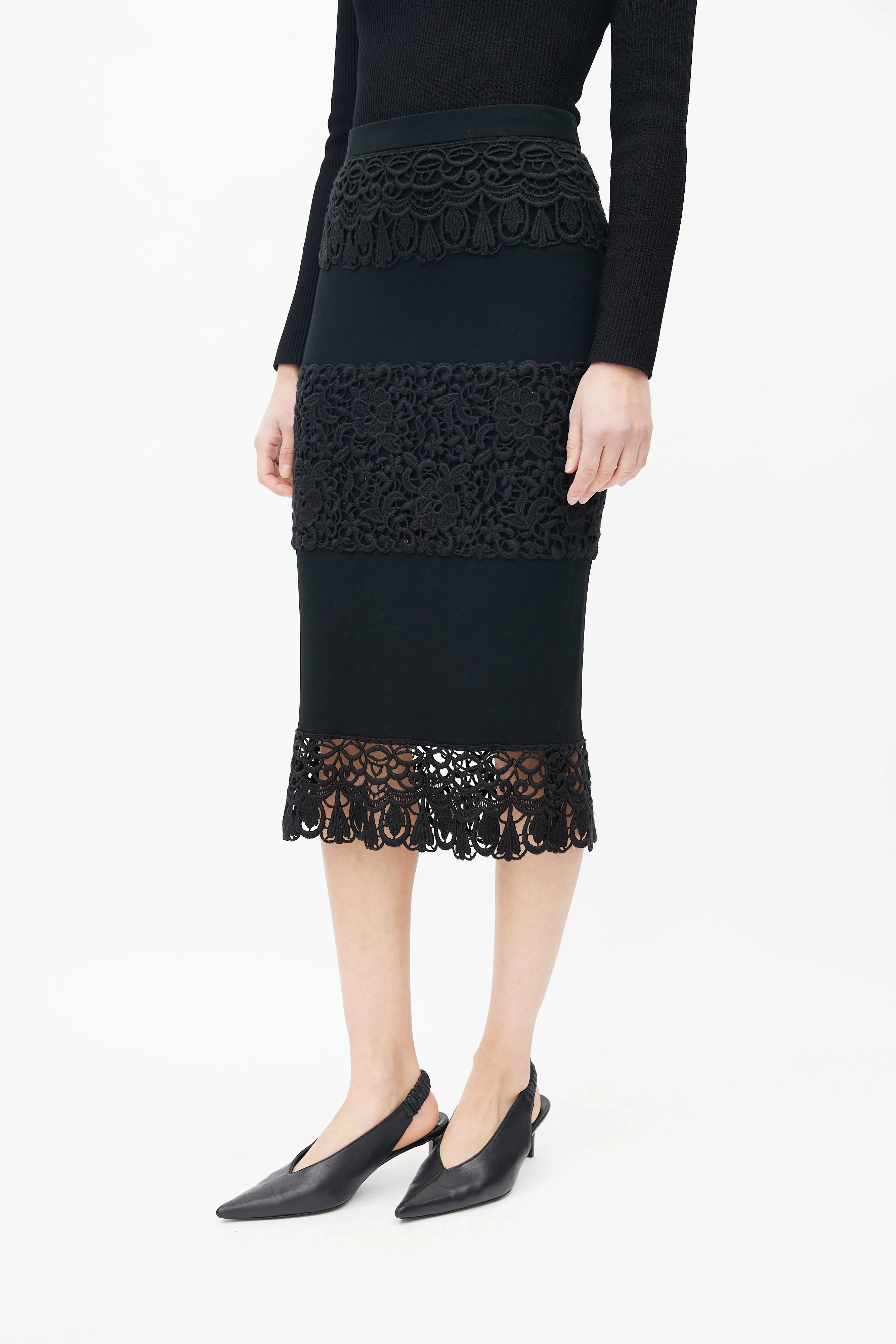 Black Lace Tiered Skirt