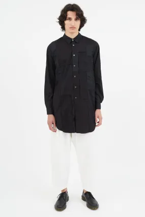 Black Patchwork Panelled Shirt