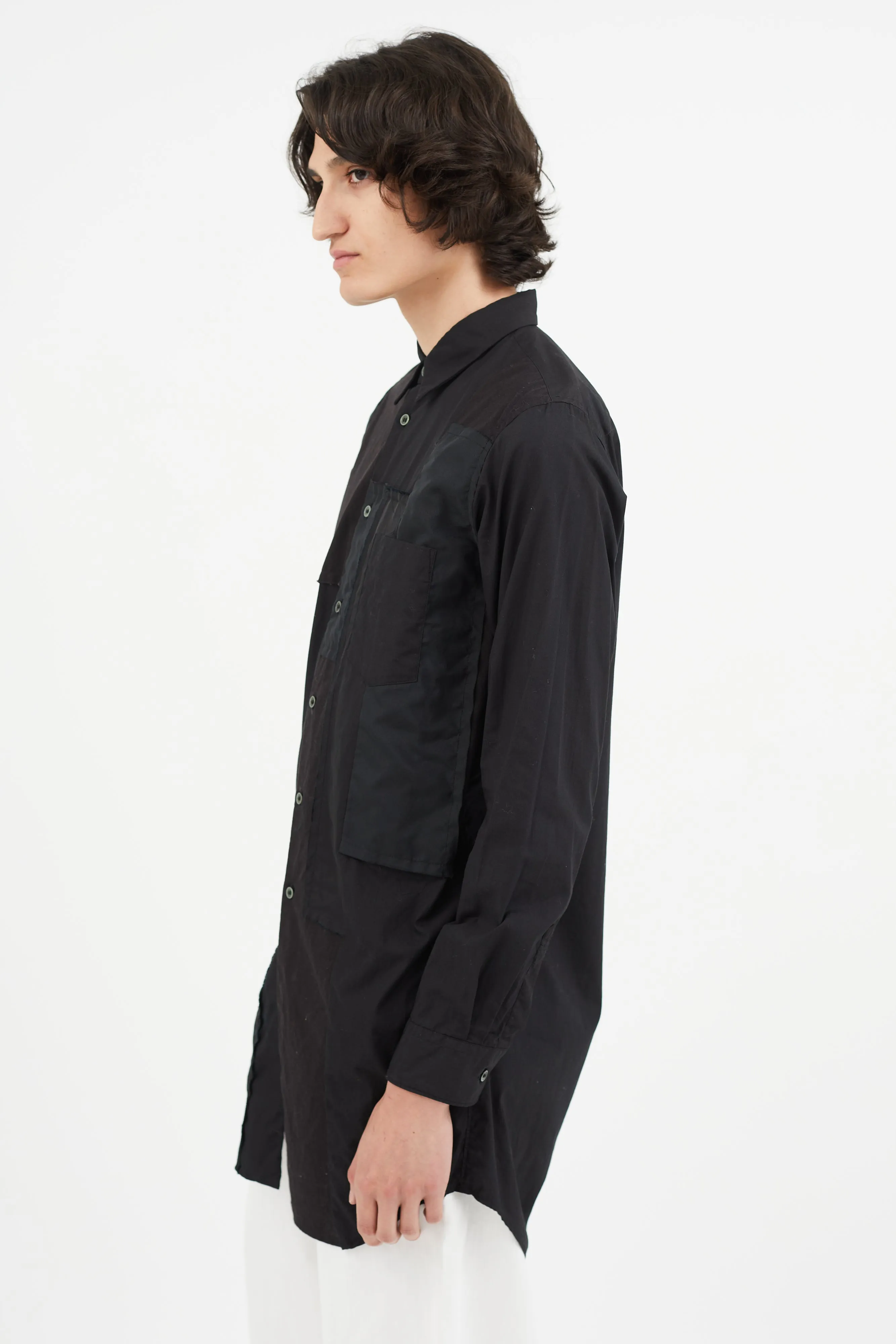 Black Patchwork Panelled Shirt