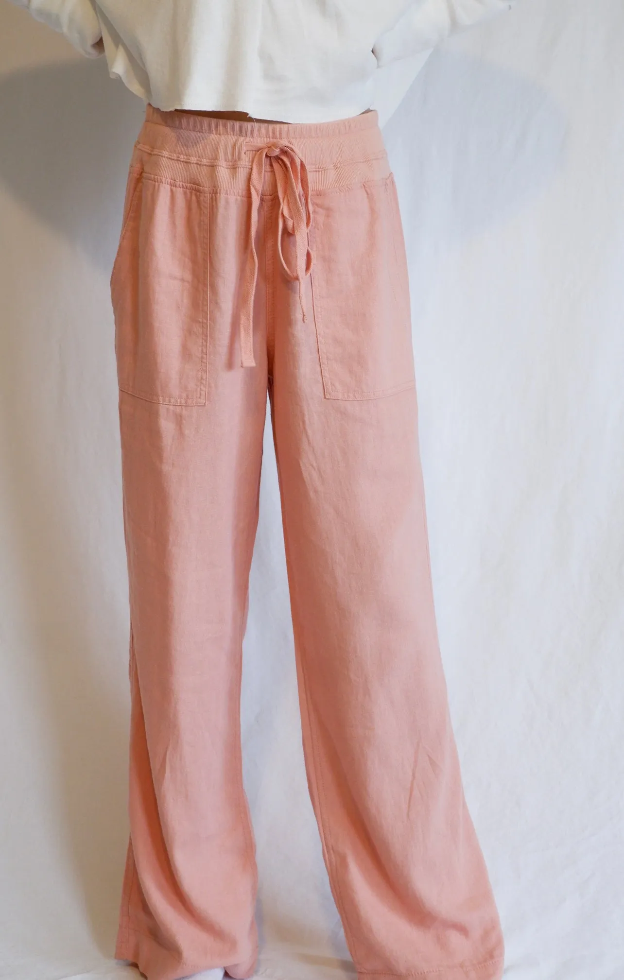 Blush Linen Wide Leg Pants