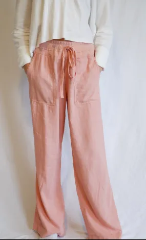 Blush Linen Wide Leg Pants
