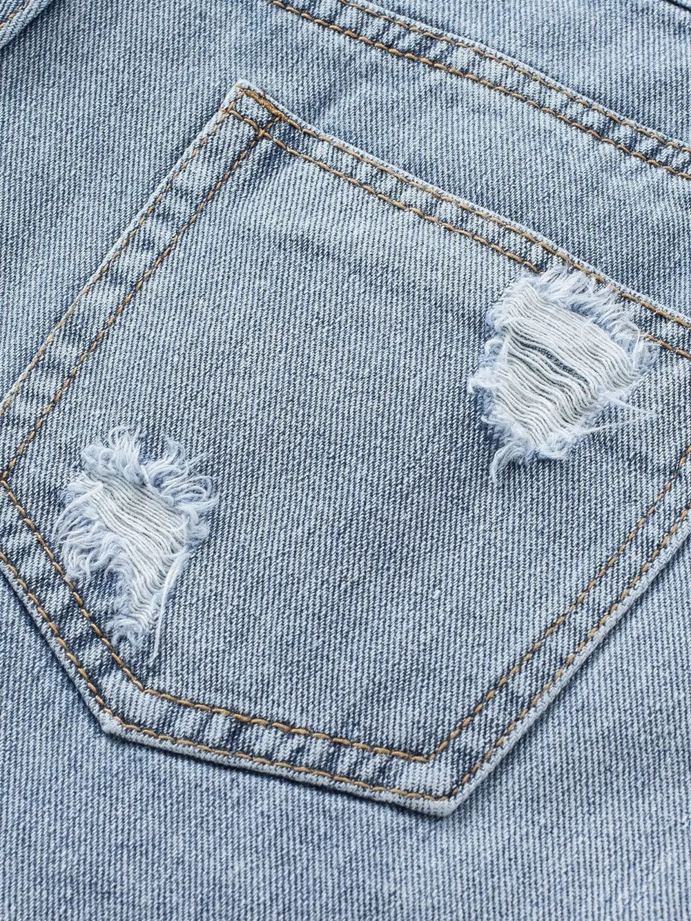 Bohemian Denim Shorts with Rhinestone accents