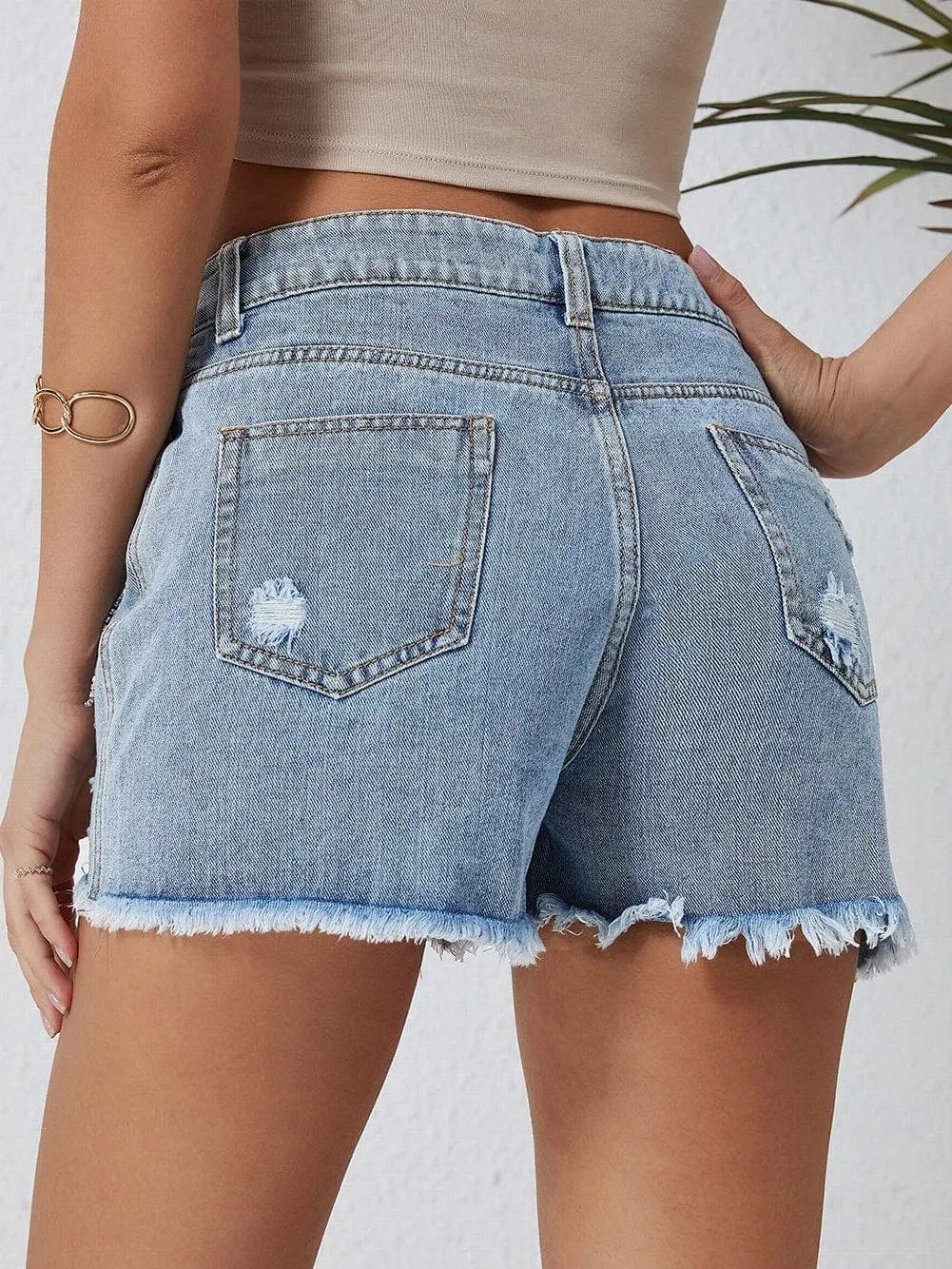 Bohemian Denim Shorts with Rhinestone accents