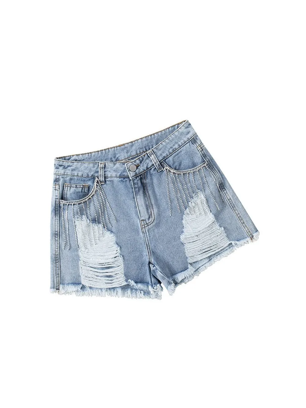 Bohemian Denim Shorts with Rhinestone accents