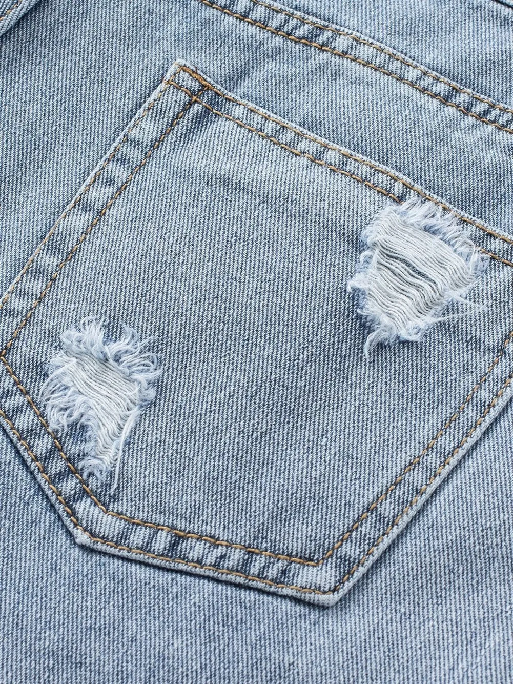 Bohemian Denim Shorts with Rhinestone accents