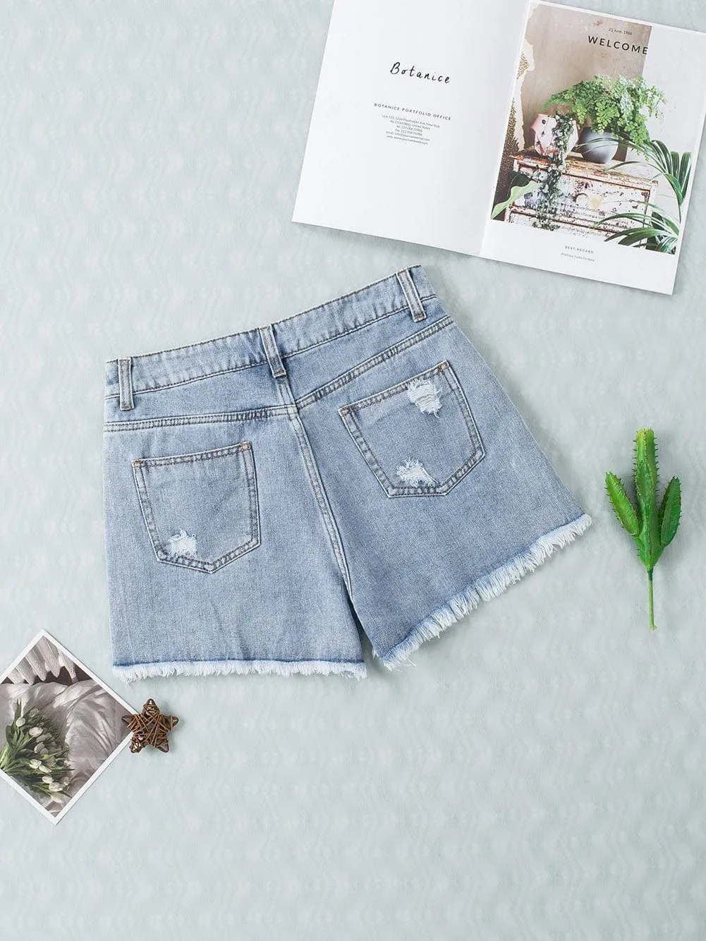 Bohemian Denim Shorts with Rhinestone accents