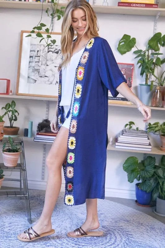 Boho Vibe Solid Long Cardigan Cover Up