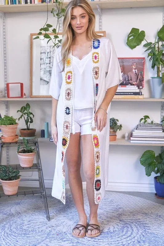 Boho Vibe Solid Long Cardigan Cover Up