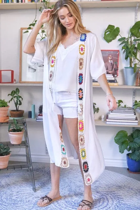 Boho Vibe Solid Long Cardigan Cover Up