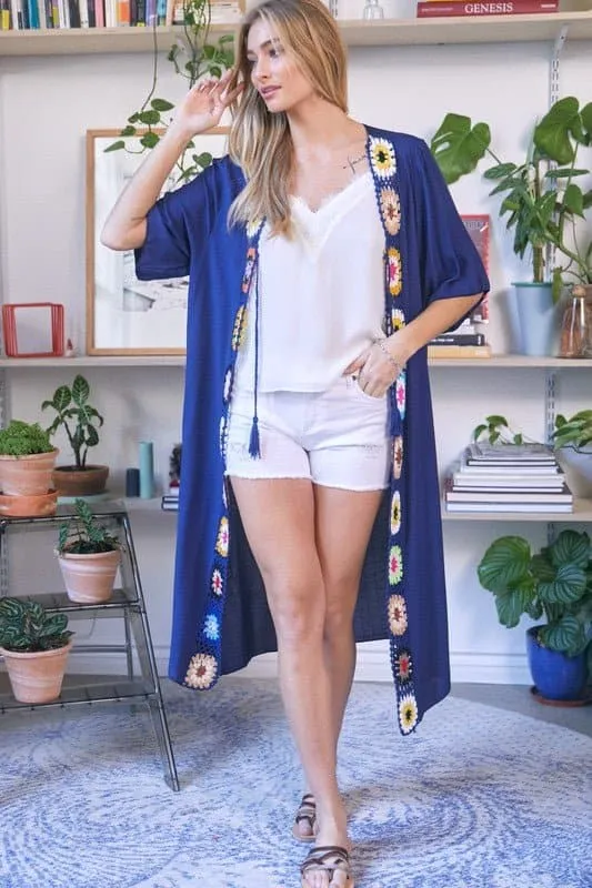 Boho Vibe Solid Long Cardigan Cover Up