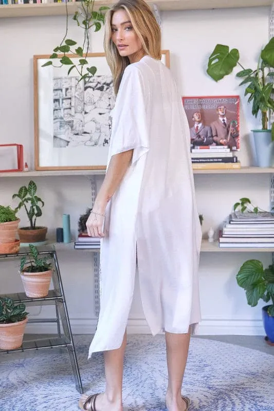 Boho Vibe Solid Long Cardigan Cover Up