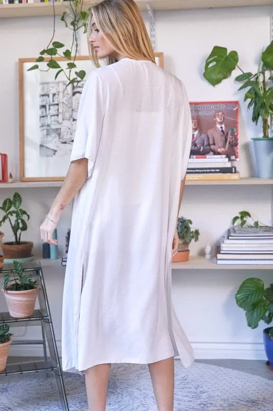 Boho Vibe Solid Long Cardigan Cover Up