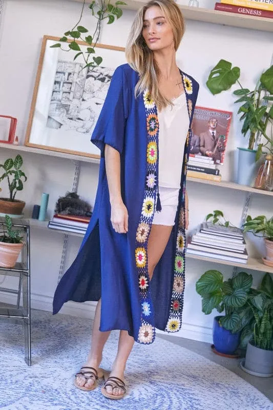 Boho Vibe Solid Long Cardigan Cover Up