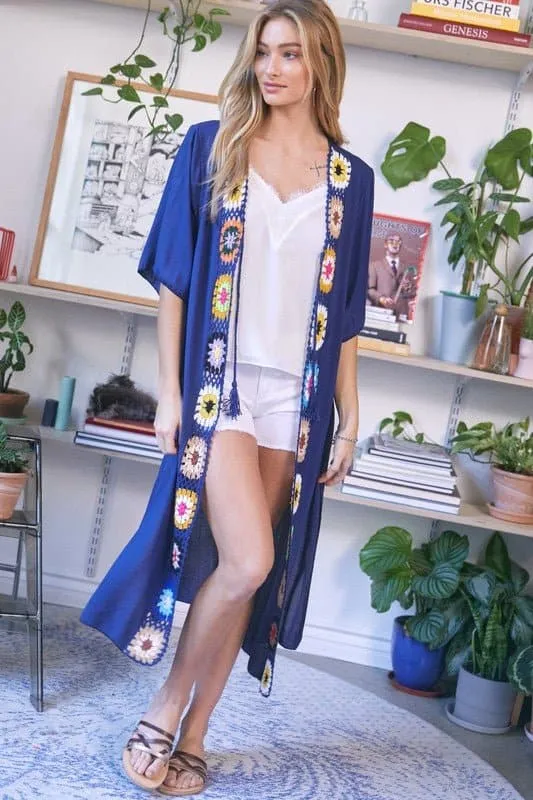 Boho Vibe Solid Long Cardigan Cover Up