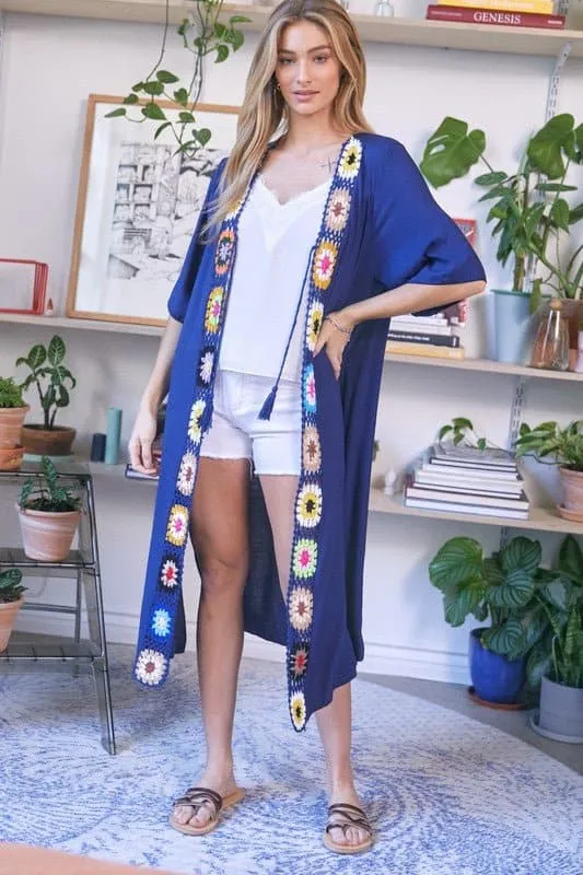 Boho Vibe Solid Long Cardigan Cover Up