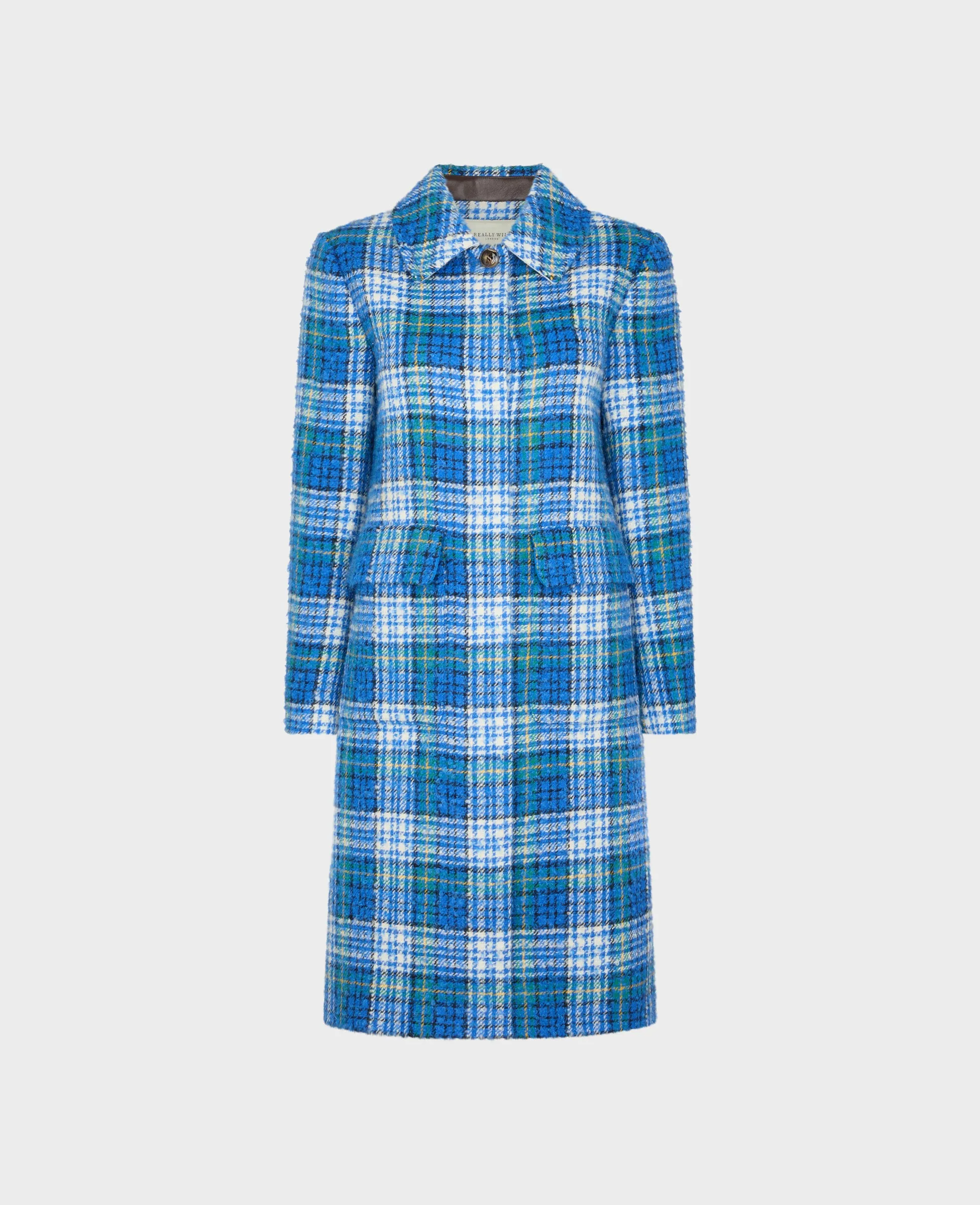 Boucle Check Wool and Mohair Coat