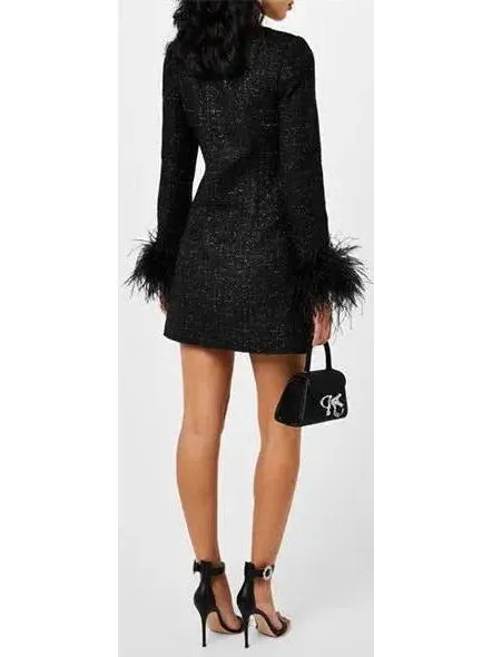 Boucle Feather Mini Dress