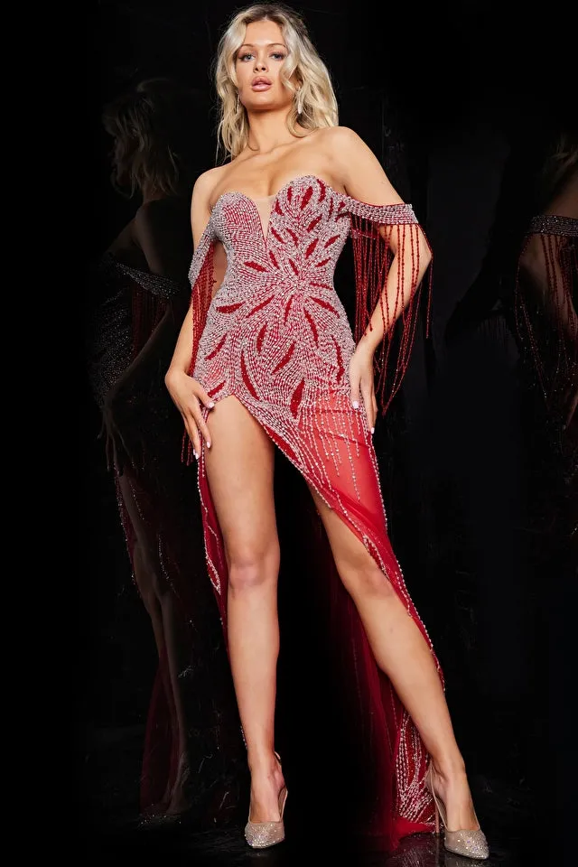 Brooke | Beaded High Slit Evening Gown | Jovani 07031