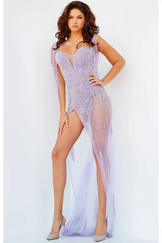 Brooke | Beaded High Slit Evening Gown | Jovani 07031