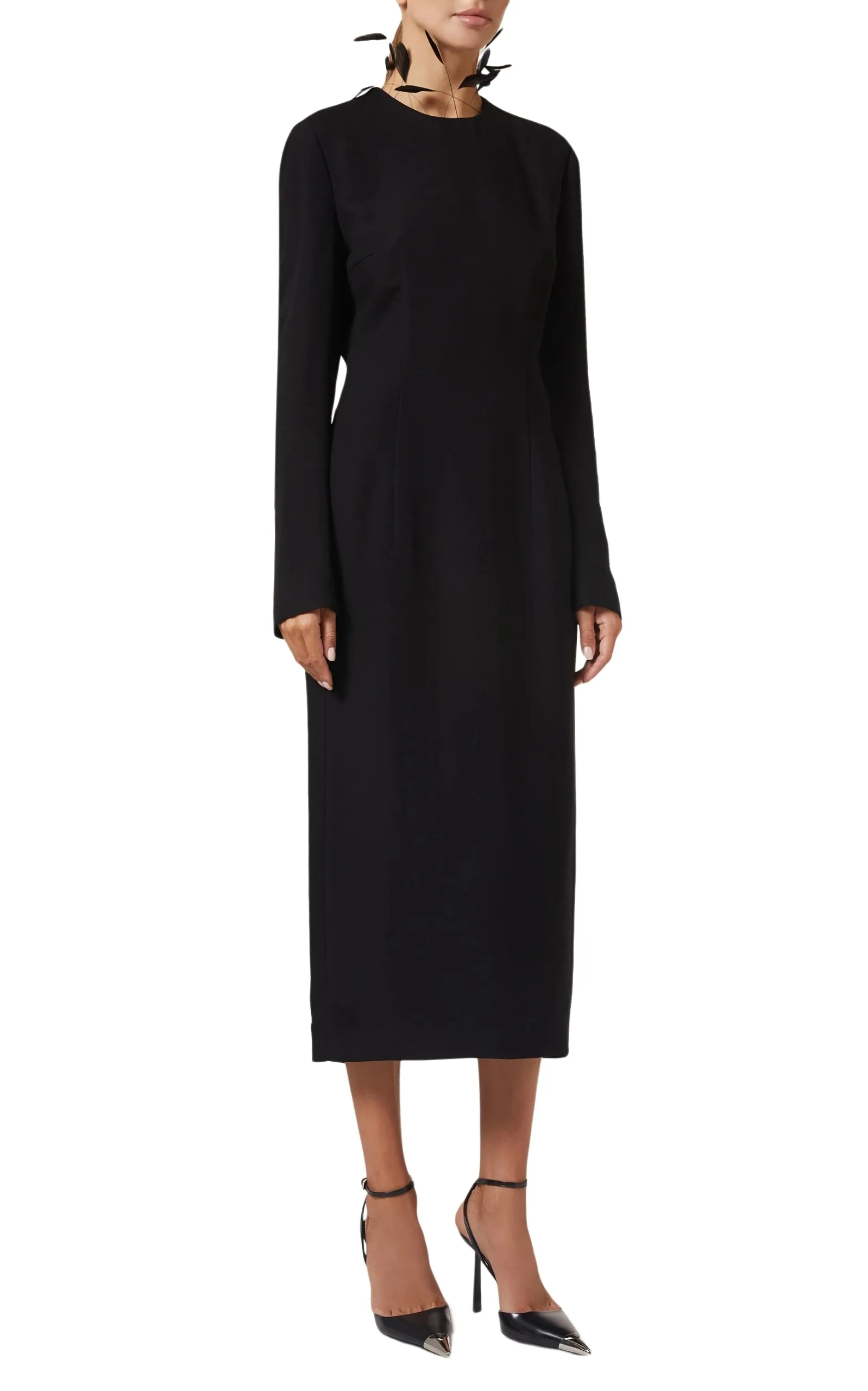 Cady Feather Embellished Midi Dress