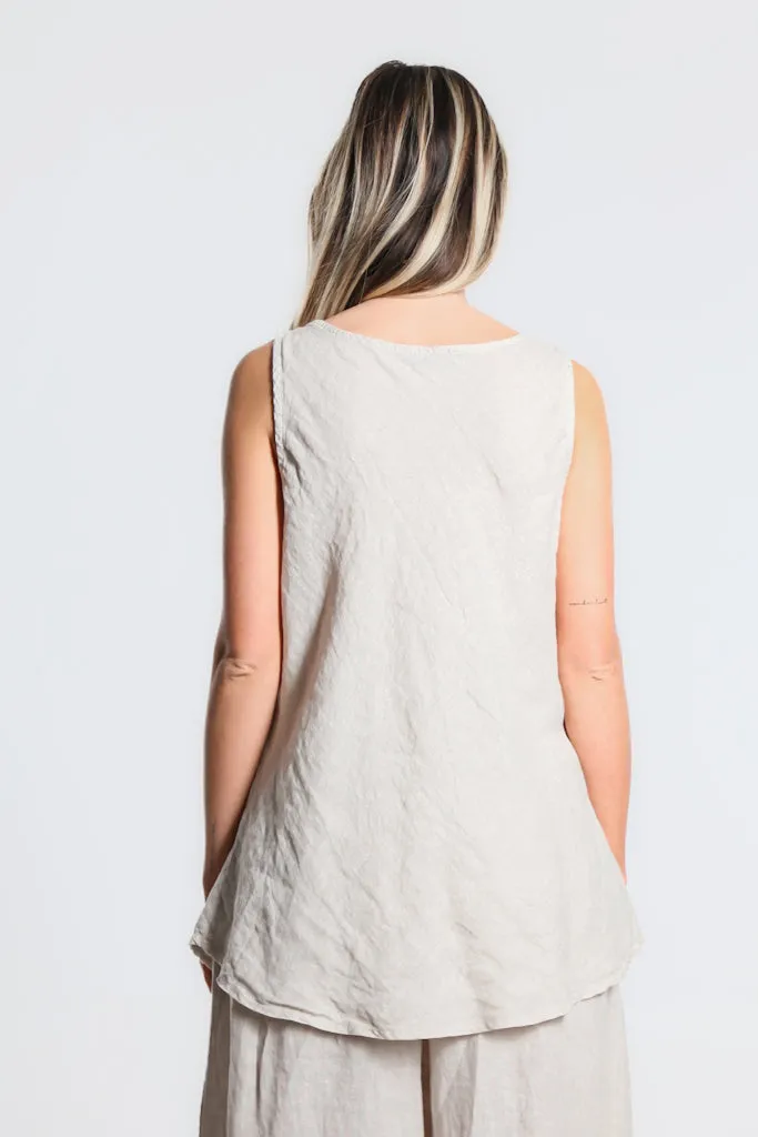Cassie Linen Bias Cut Flare Top (BT125)
