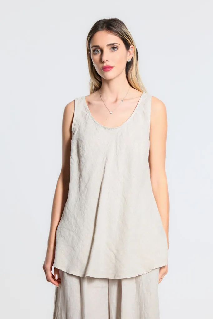 Cassie Linen Bias Cut Flare Top (BT125)