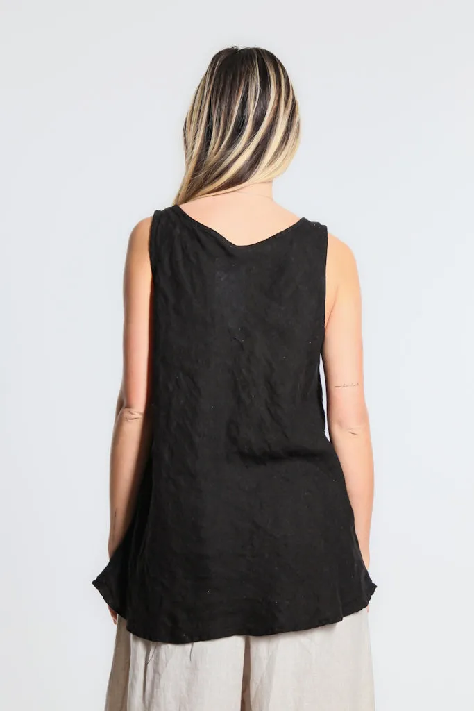 Cassie Linen Bias Cut Flare Top (BT125)