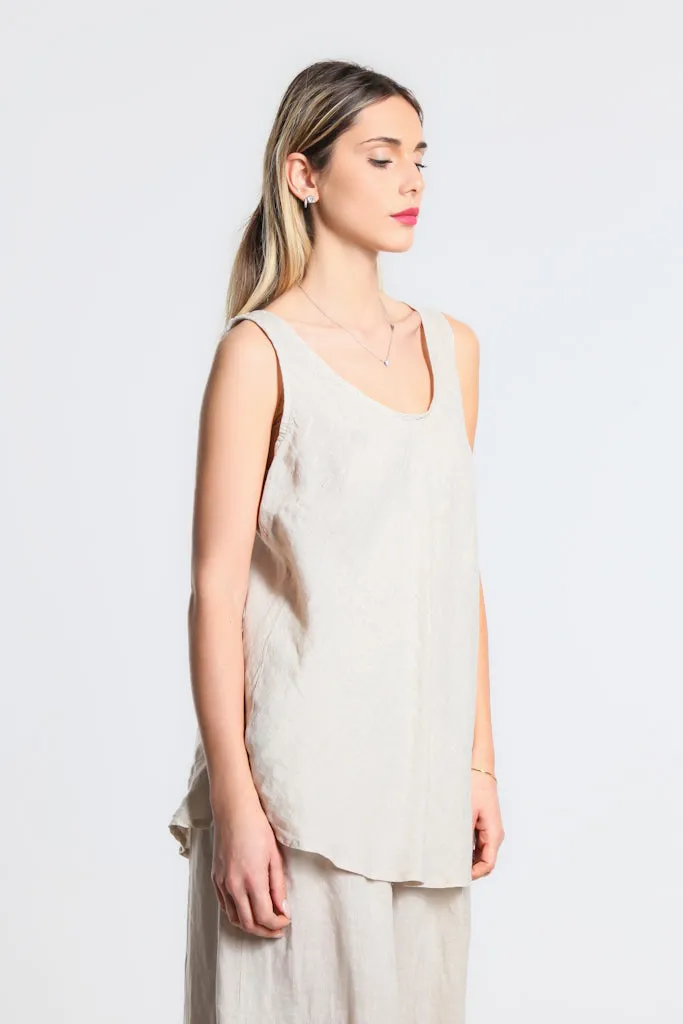 Cassie Linen Bias Cut Flare Top (BT125)