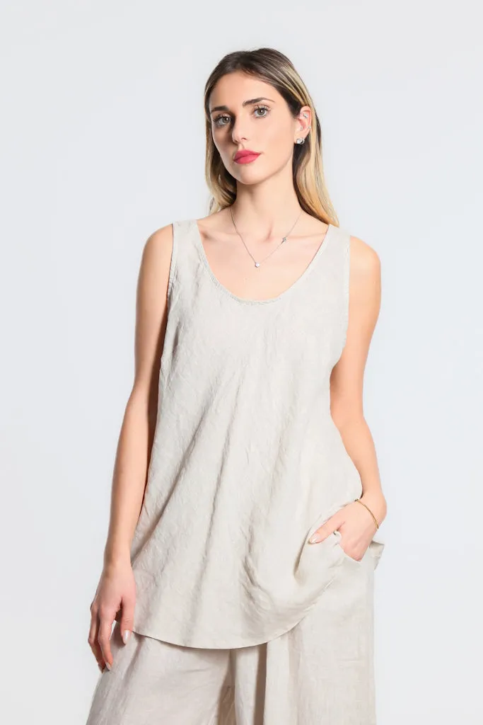 Cassie Linen Bias Cut Flare Top (BT125)