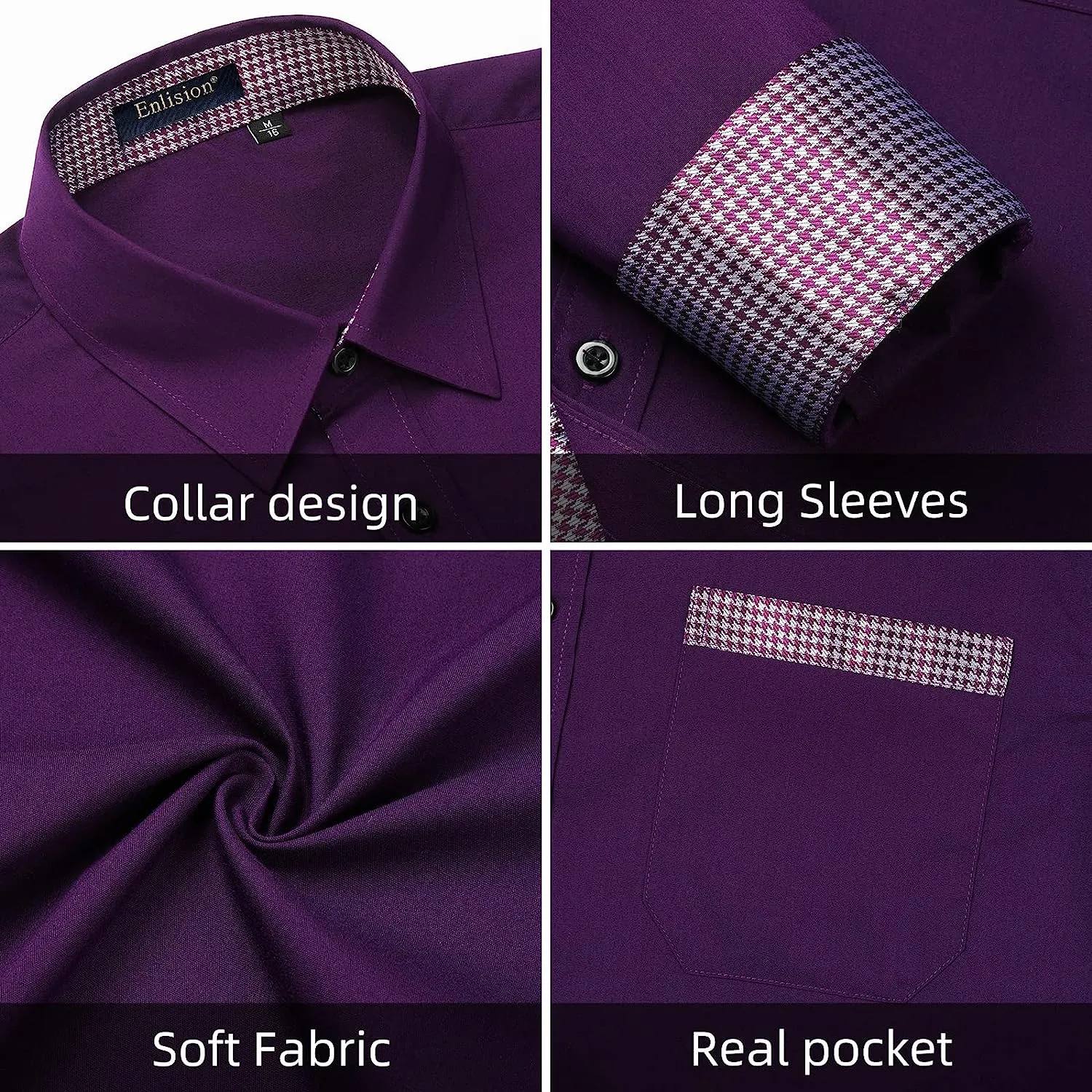 Casual Formal Shirt with Pocket - PURPLE