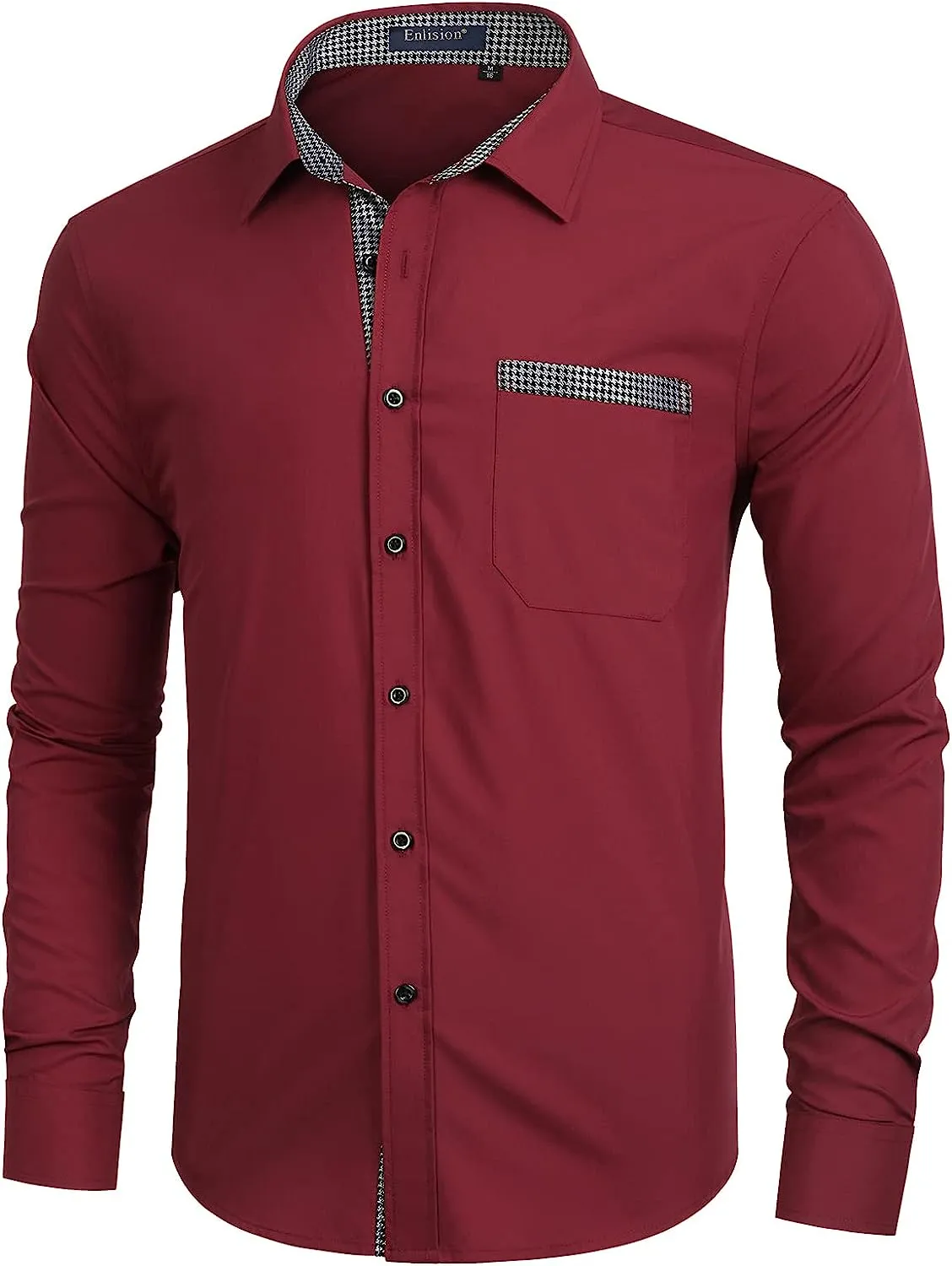 Casual Formal Shirt with Pocket - WINE RED