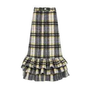 Checkered A-Line Tiered Skirt
