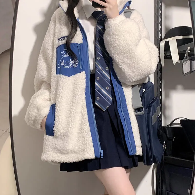 Cinnamoroll Patchwork Winter Fleece Zipper Coat