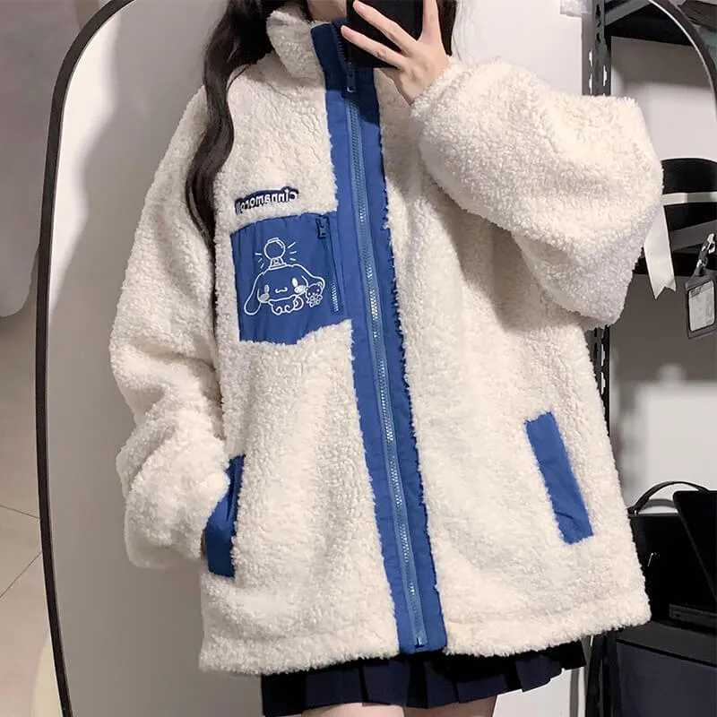 Cinnamoroll Patchwork Winter Fleece Zipper Coat