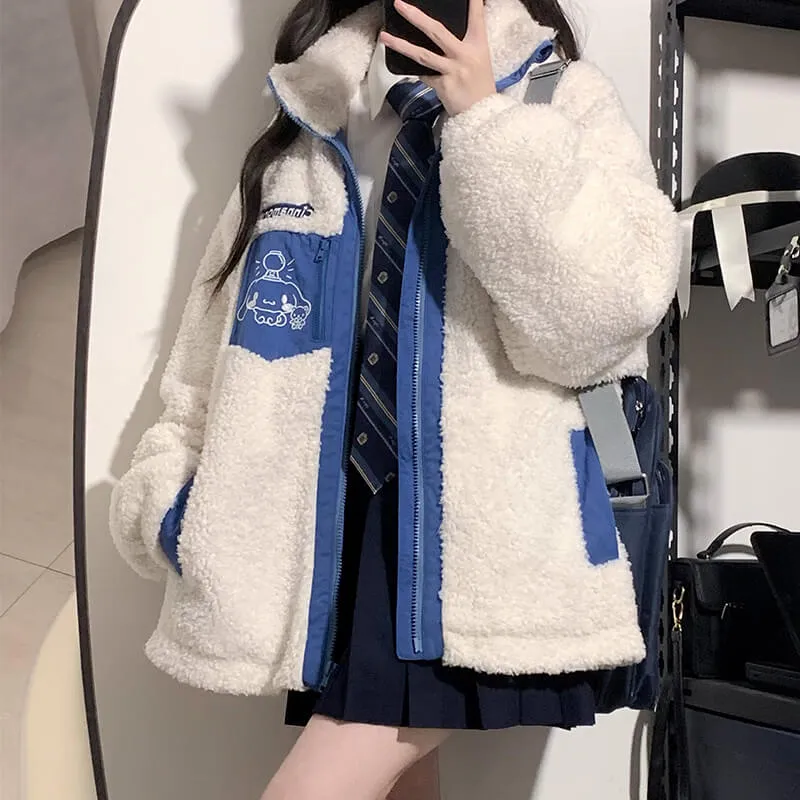 Cinnamoroll Patchwork Winter Fleece Zipper Coat