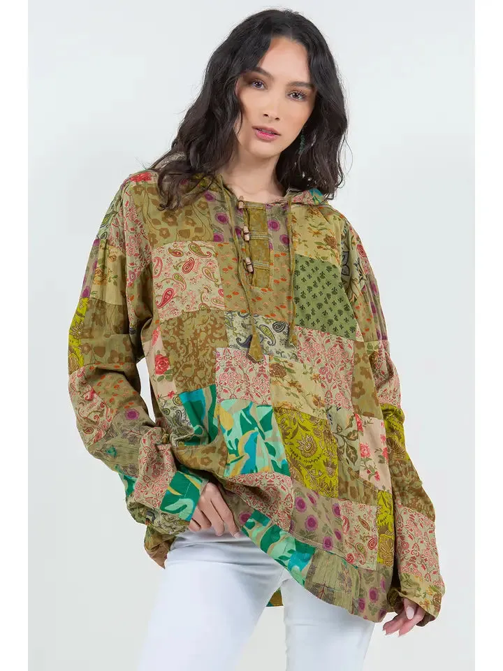 Cotton Patchwork Hoodie