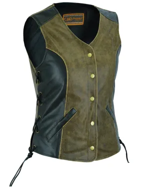 DS214 Women's Stylish Longer Body Vest - Side Laces - Two T