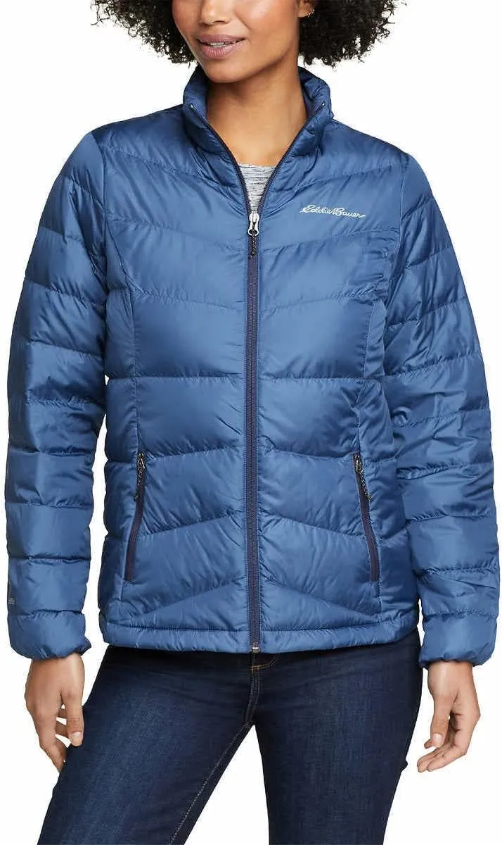 Eddie Bauer Womens Midweight Chevron Quilt Down Jacket (Blue, Large)