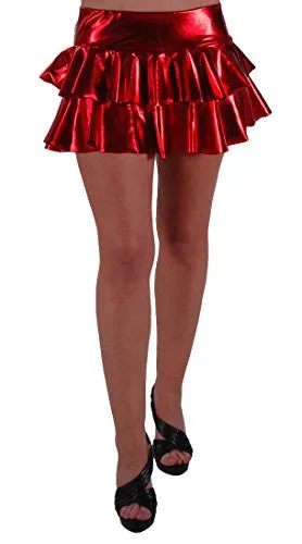 Elektra Mettalic Look Ruffled Mini Skirt