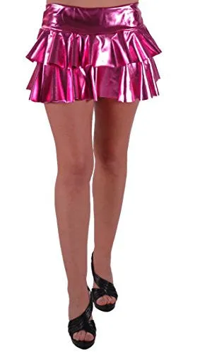 Elektra Mettalic Look Ruffled Mini Skirt