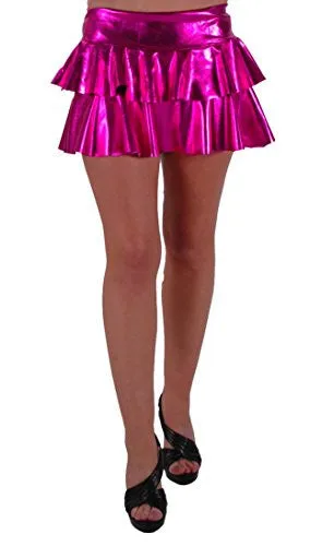 Elektra Mettalic Look Ruffled Mini Skirt